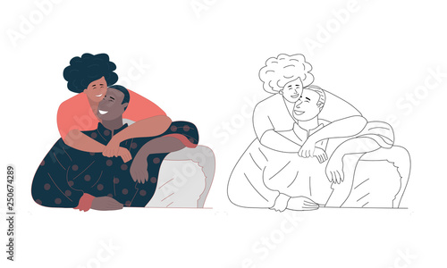 Valentine's day concept a couple in love , vector graphics, illustration - Images vectorielles - Images vectorielles 