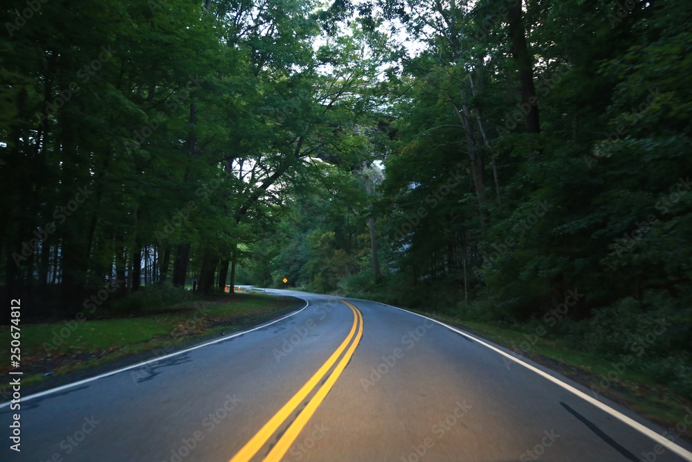 Country highway in the night