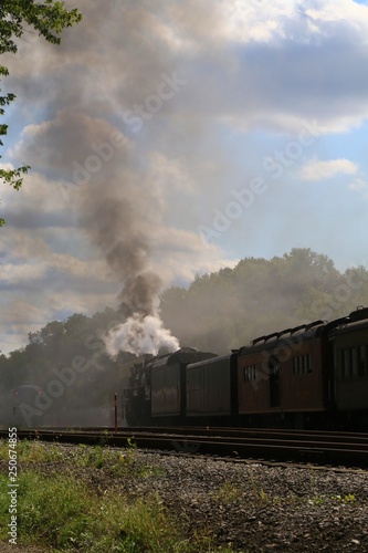 Passing historical steam train