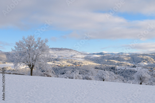 Sant'Anna d'Alfaedo, a small village near Verona, Italy, in the natural park of Lessinia, covered with fresh snow during winter