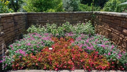 Colorful spring flowers as part of the architecture.