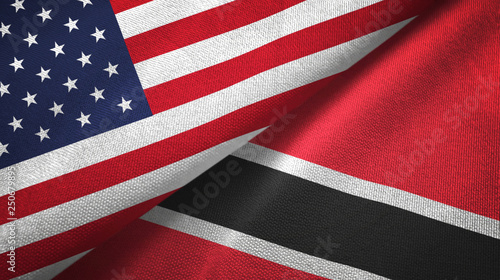 United States and Trinidad and Tobago two flags textile cloth, fabric texture photo