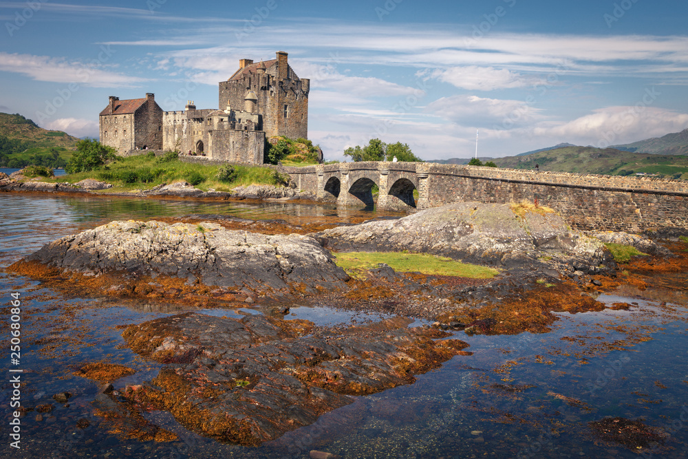 Eilean Donan Castle, at the entrance of Loch Duich, at Kyle of Lochalsh in the western Highlands of Scotland, one of the most evocative