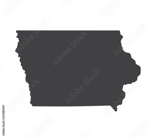 Vector Iowa Map silhouette. Isolated vector Illustration. Black on White background.