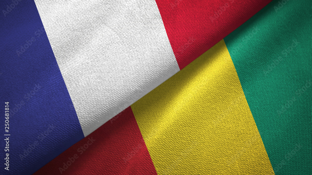 France and Guinea two flags textile cloth, fabric texture