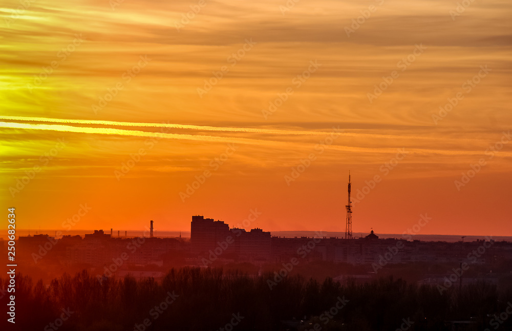 Beautiful sunset with a sun and clouds Beautiful sunset with a sun and clouds