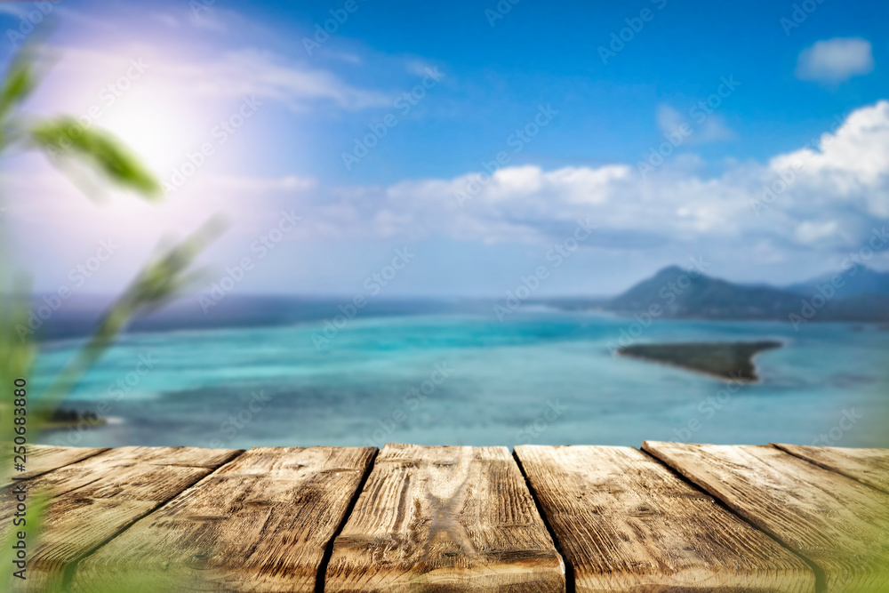 Fototapeta premium Desk of free space and summer time