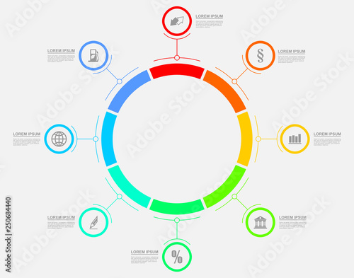 Vector infographic template for workflow, diagram, graph, presentation, chart, business concept with 8 options