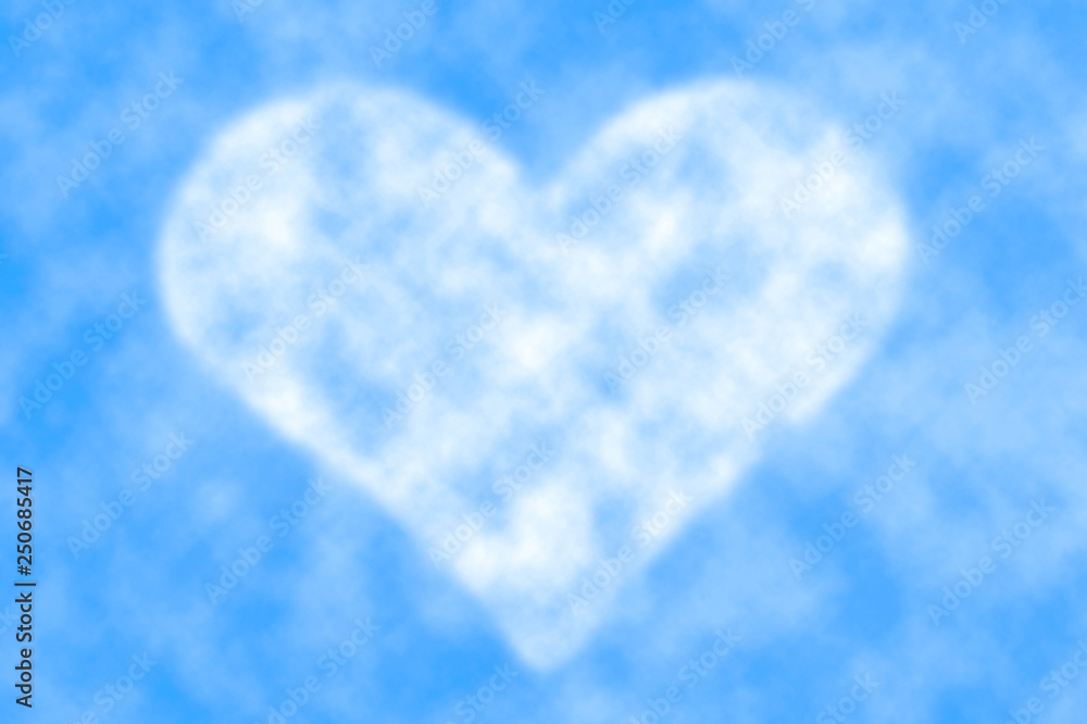 Beautiful realistic fluffy cloud in shape of heart in center of blue sky at clear day. Natural background with heart cloud with copy space. Love symbol close-up. Valentine day image in pastel tones. Beautiful realistic fluffy cloud in shape of heart in center of blue sky at clear day. Natural background with heart cloud with copy space. Love symbol close-up. Valentine day image in pastel tones.