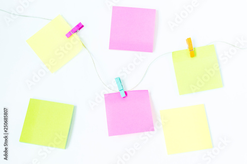 Colorful sticky notes on the white background 