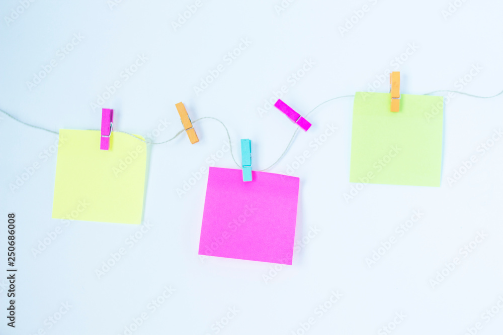 colorful sticky notes on a line colorful sticky notes on a line