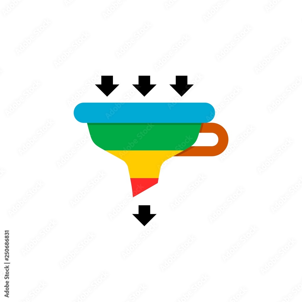 Sales lead funnel flat icon with arrows Sales lead funnel flat icon with arrows