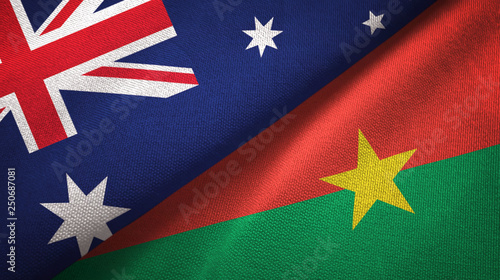Australia and Burkina Faso two flags textile cloth, fabric texture