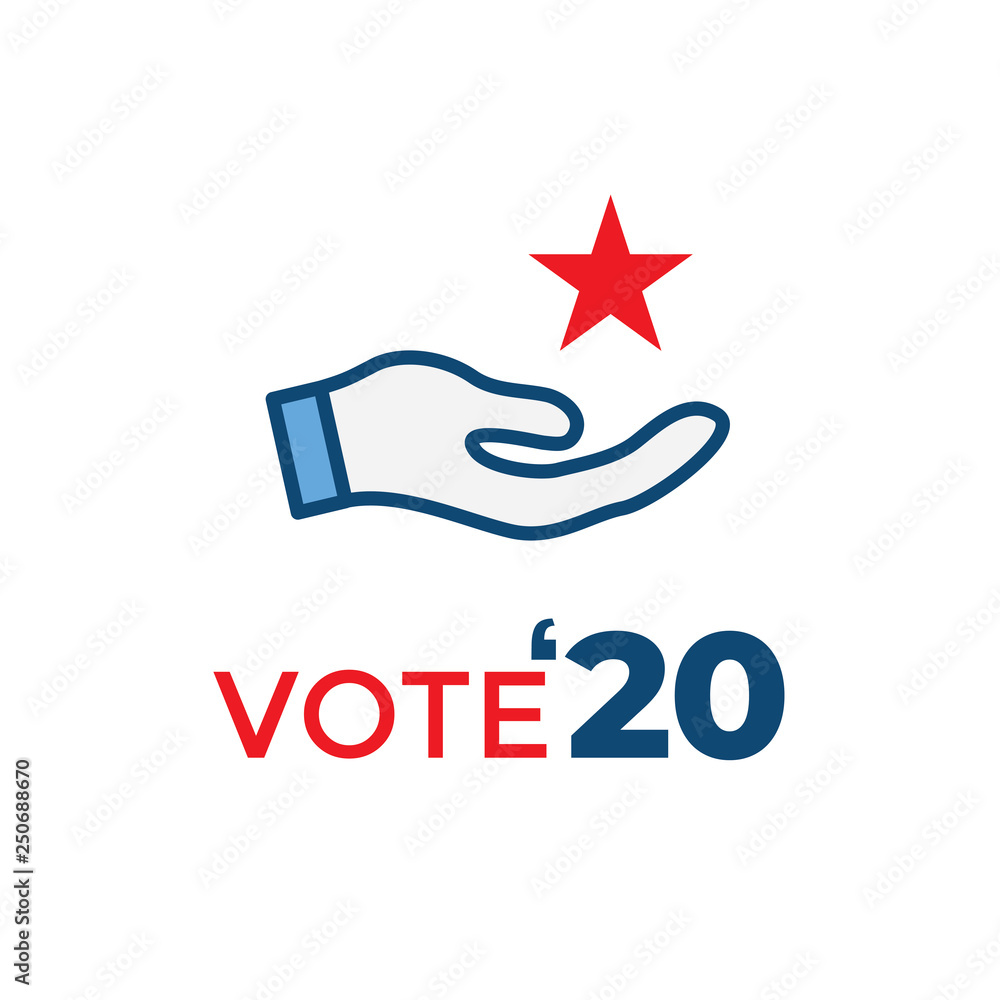 Voting 2020 Icon with Vote, Government, & Patriotic Symbolism and Colors Voting 2020 Icon with Vote, Government, & Patriotic Symbolism and Colors