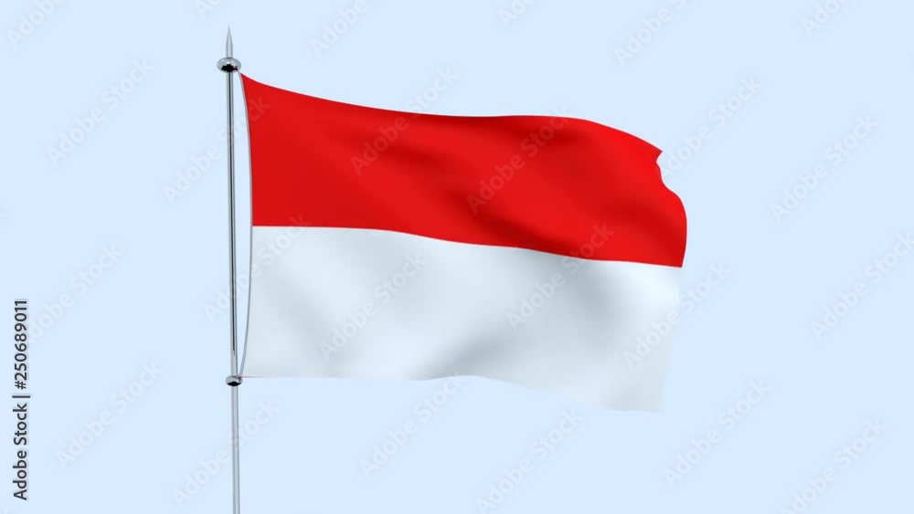 Flag of the country Monaco flutters against the blue sky. 3D rendering Flag of the country Monaco flutters against the blue sky. 3D rendering