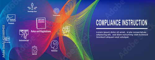 In compliance web header banner with icon set that shows a company passed inspection