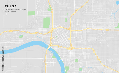 Printable street map of Tulsa, Oklahoma
