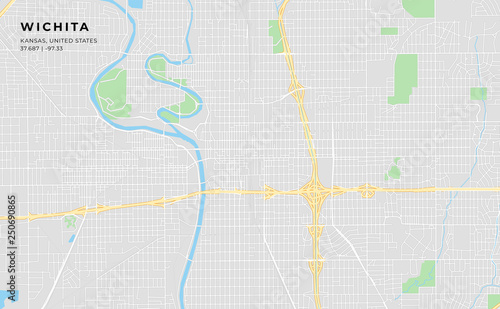 Printable street map of Wichita, Kansas