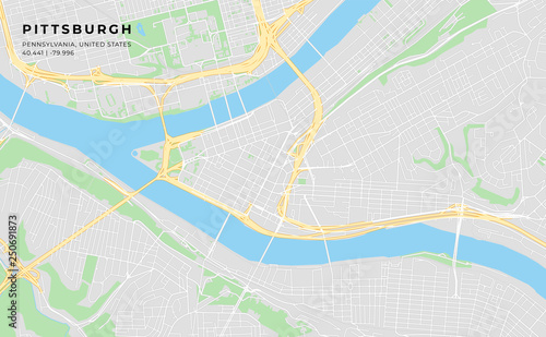 Printable street map of Pittsburgh, Pennsylvania