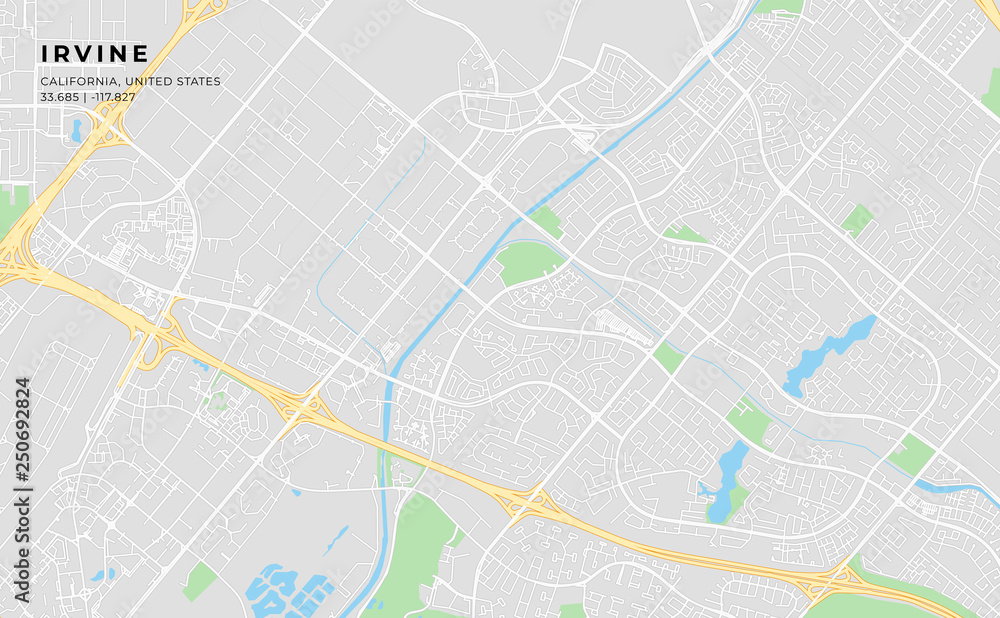 Street Map Of Irvine Ca Printable Street Map Of Irvine, California Stock Vector | Adobe Stock
