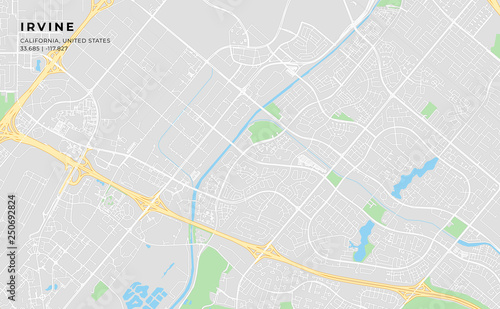 Printable street map of Irvine, California photo