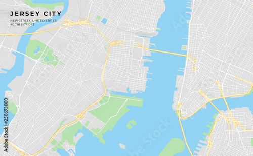 Printable street map of Jersey City, New Jersey