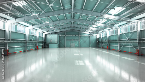 empty Hangar delivery warehouse 3d render illustration