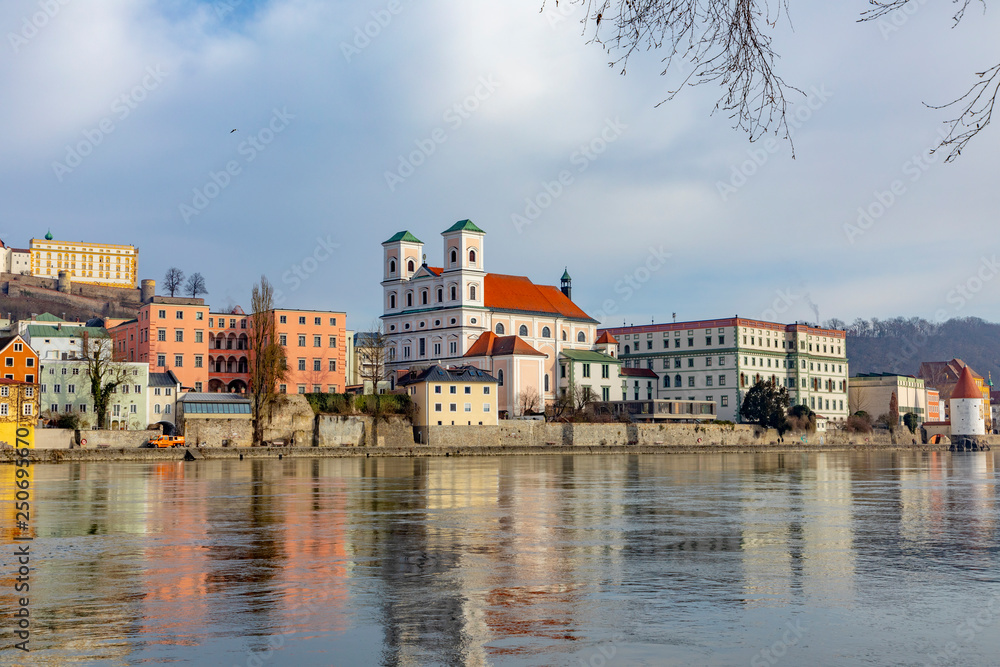 skyline of Passau with cathedral