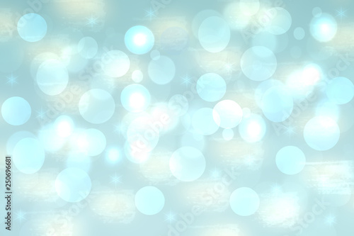Abstract light blue texture and white bokeh lightening background. Beautiful backdrop.