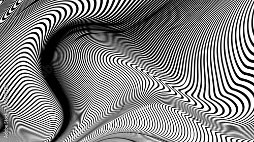 Vector 3d striped waves. Abstract composition, curve lines. Amazing three dimensional background for presentation, wallpaper, interior wall decor. Opical illusion. Vector without gradient