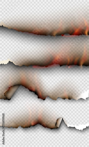 transparent design burning templates torn paper
