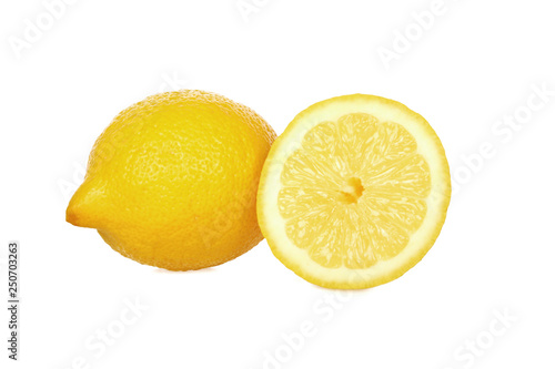 Aufgeschnittenen Zitrone isoliert auf weiß