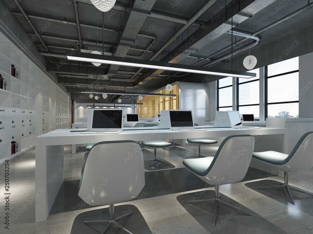 Naklejka premium 3d render working office