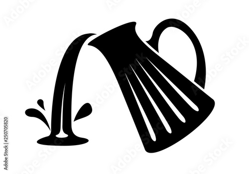 Jug pour out milk or water canister. Simple logo.