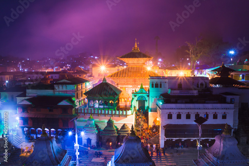 Beautiful color night light Pashupatinath Temple photo