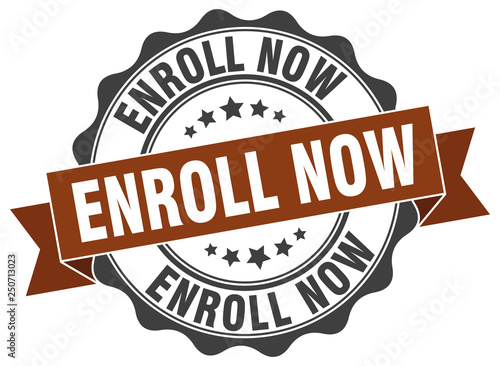 enroll now stamp. sign. seal