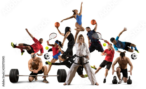 Huge multi sports collage taekwondo  tennis  soccer  basketball  etc