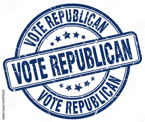 vote republican blue grunge round vintage rubber stamp