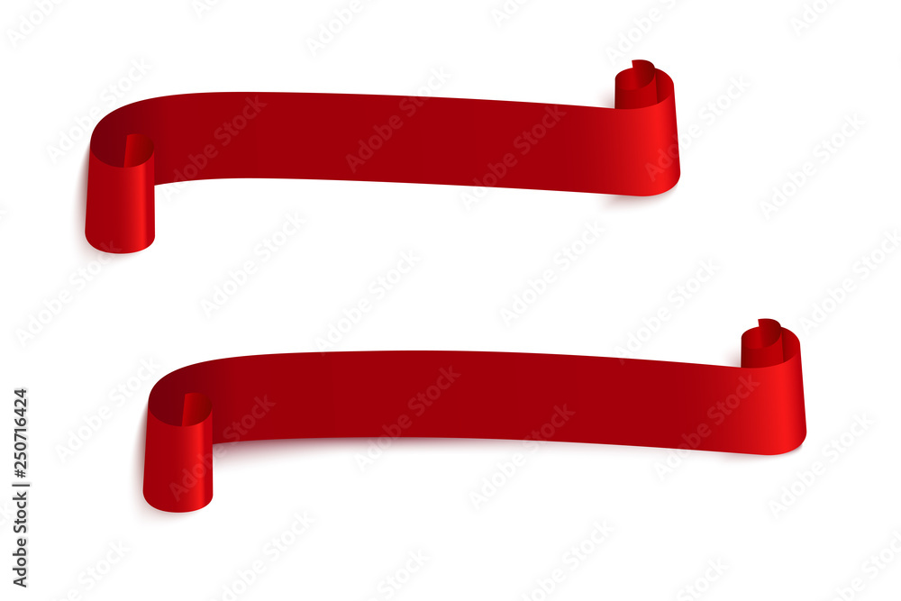 Red web ribbon banners set. Vector illustration for design