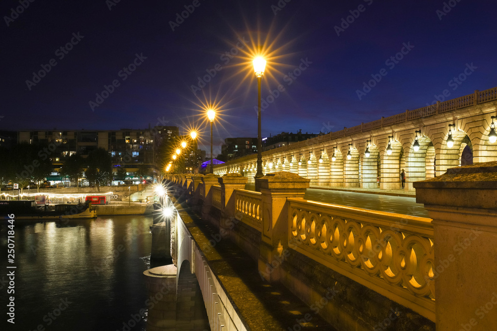 The Bercy bridge at night, Paris, France