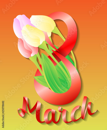 8 March Women's Day greeting card template
