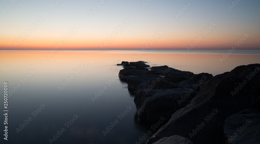 Sunrise along shoreline