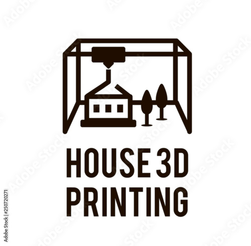 Vector illustration of 3d printing process in black colour isolated on vhite background photo