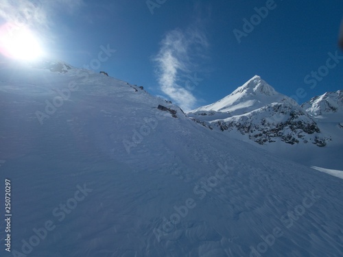 winter skitouring adventure in granastpitzgruppe mountains in austrian alps photo