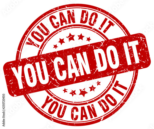 you can do it red grunge round vintage rubber stamp