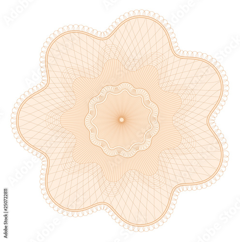 Guilloche pattern, watermark, rosette (line elements) for money design, voucher, currency, gift certificate, coupon, banknote, diploma, check, note