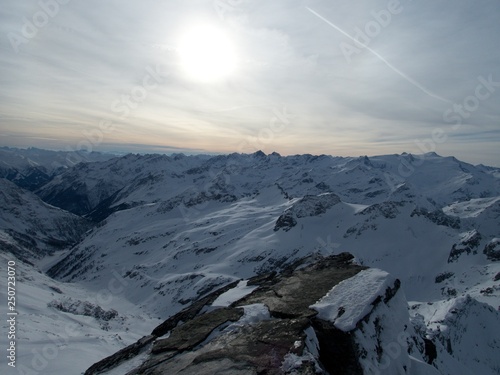 winter skitouring adventure in granastpitzgruppe mountains in austrian alps photo