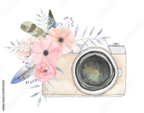 Watercolor camera flower 21