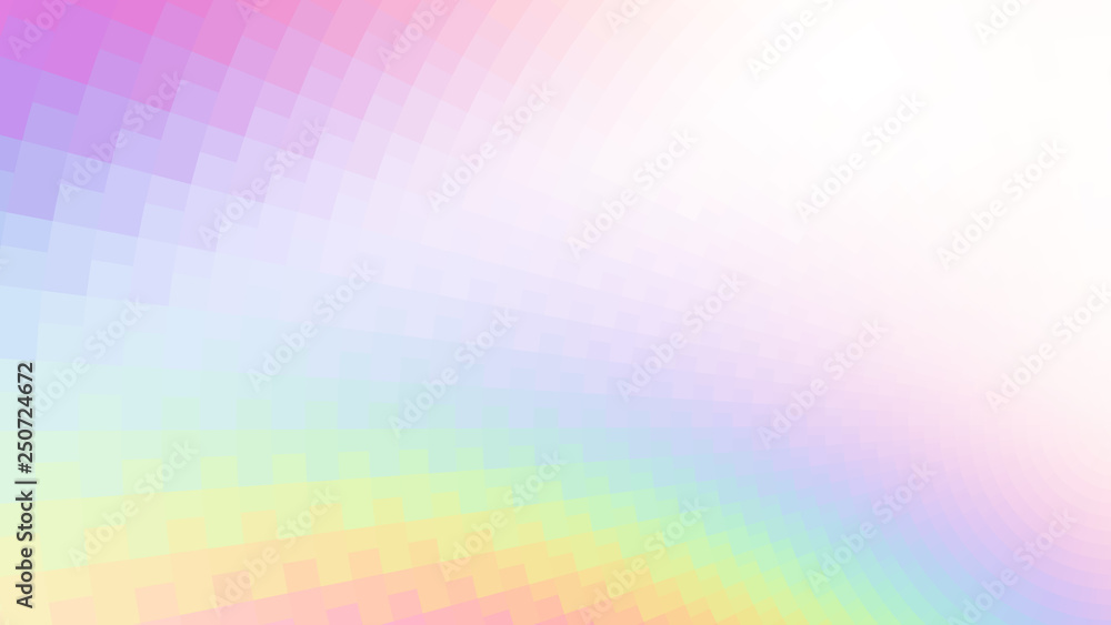 Abstract holographic colors composition with squares. Optical illusion of blur effect. Place for text. Vector EPS10 background for presentation, flyer, poster. Digitally wallpaper.
