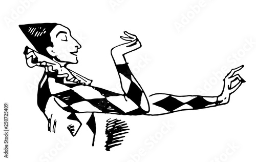 Vector Hand drawn sketch of jester illustration on white background